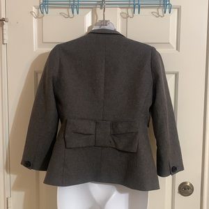 Kate Spade Wool Grey/Gray Blazer with bow in the back 3/4 sleeve, button cuff